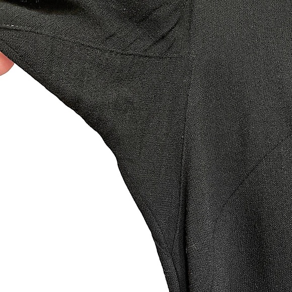 Vintage Black Wool Blend Long Sleeve Drop Waist Back Zip Midi Dress Tie Belt 10 - Picture 9 of 11